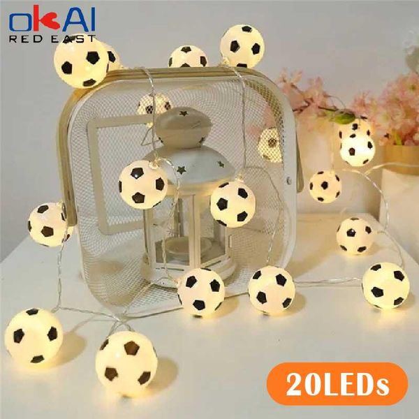 Strings 10/40 Garland de futebol LED Bolas de futebol Bolas de corda Bedro Home Wedding Festa de Natal decorativo para clube de bar