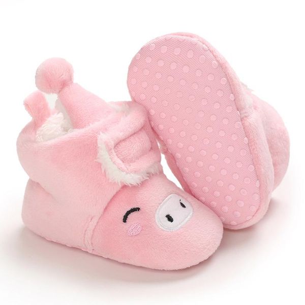 

first walkers baby cozy booties cute piggy fur lined slippers soft sole toddle shoes with non-slip bottom