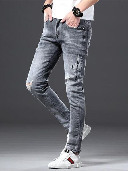 

men's jeans spring fall jeans retro straight leg stretch slim-fit fashion trend grinding water wash casual 4ukq, Blue