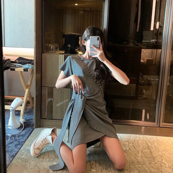 

slim french 2021 temperament summer niche new fashion sleeve bandage show thin high waist short women's dress, White;black