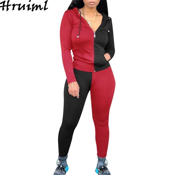 2 Stück Sets Damen Outfits Farbabstimmung Drucken Mit Kapuze Reißverschluss Mantel Top Lange Hosen Schweißanzug Set Mode Ropa Deportiva Mujer 210513