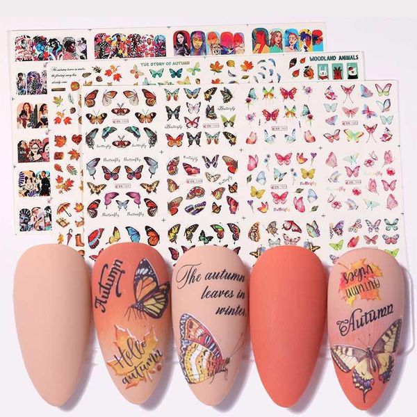 

36pcs water decals butterfly nail art foil stickers set flower transfer sliders decorations diy tips1, Black