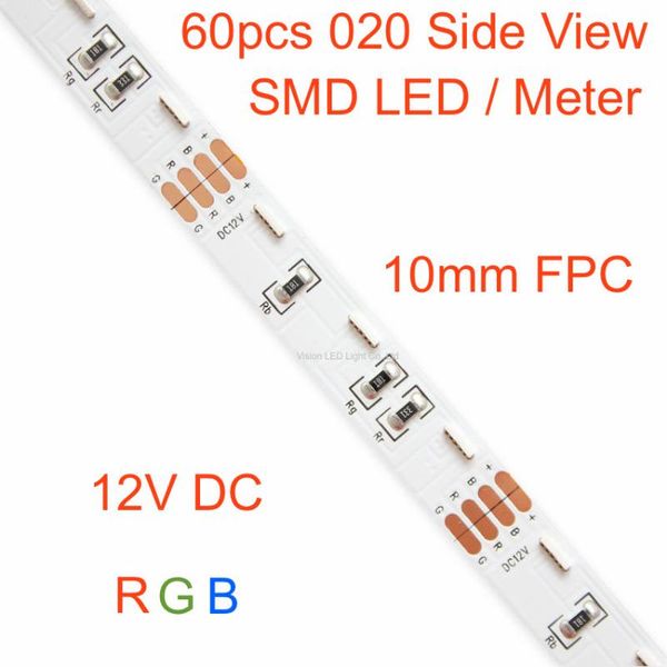 

side view strip light, 60 020 smd led per meter, dc 12v, 5m a roll/lot strips