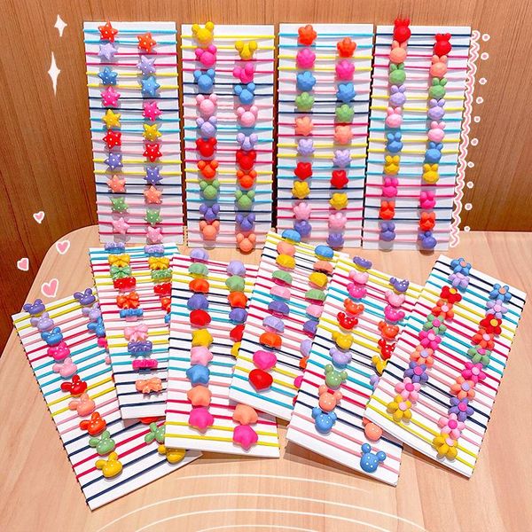 

hair accessories fashion accesories women cute children's elastic tie headdress little girl rope cartoon ring gifts, Slivery;white