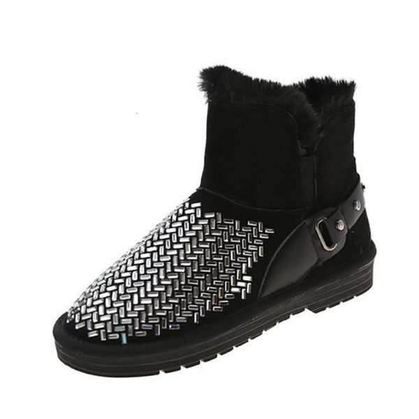 

boots female snowboots, boots short pipe for winter, with sparkling crystals, women's casual shoes 98q4, Black