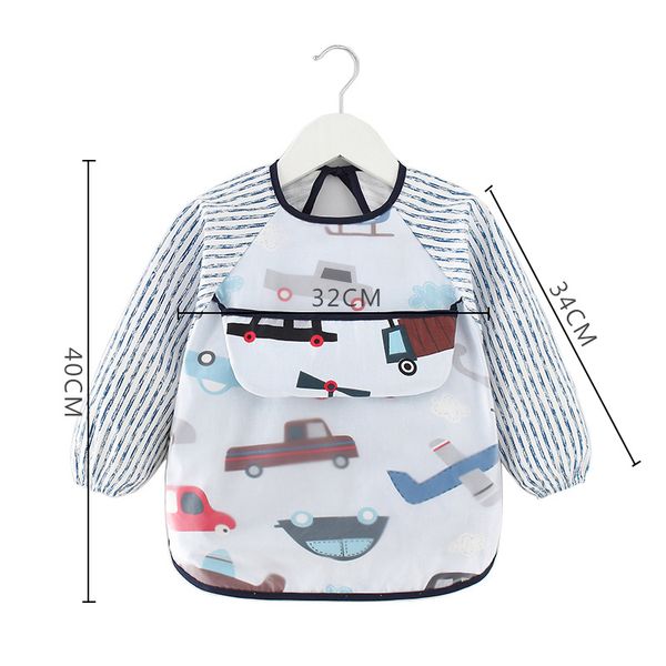 

2Pieces/Lot Cute Cartoon Baby Bibs Waterproof Infant Eating Children Drawing Long Sleeve Apron Burp Cloth Baby Feeding Bib Accessories 0-2Y