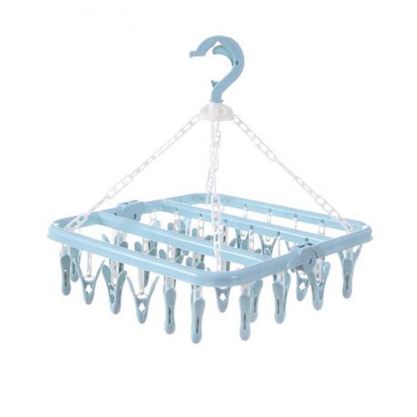 

hangers & racks folding clothes hanger towels socks bras underwear drying rack with 32 clips plastic space saving closet organizer