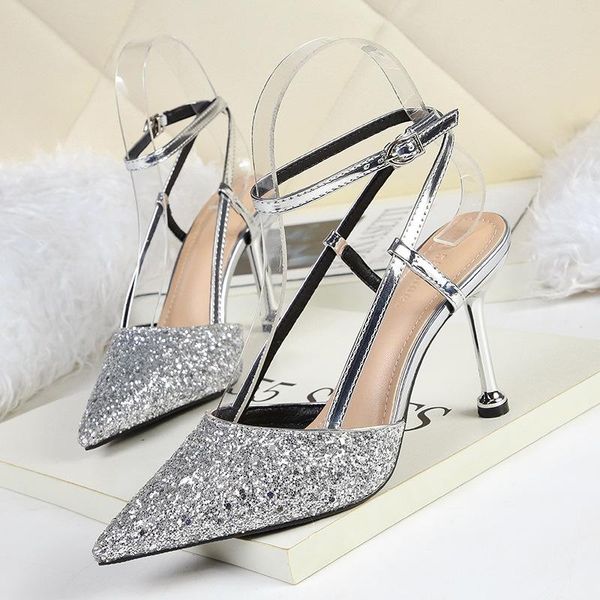 

sandals special price shoes high heel flat back thin sequin professional ol women's, Black