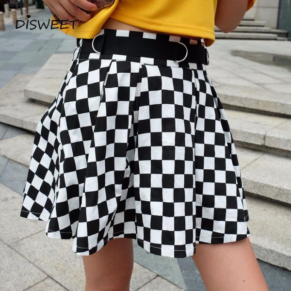 

skirts pleated plaid womens high waisted checkered skirt harajuku dancing korean style sweat short mini female, Black