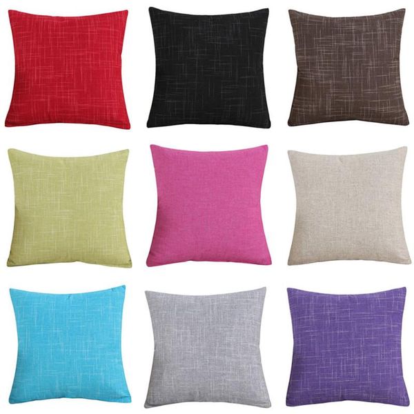 

cushion/decorative pillow 45x45cm solid color cotton linen cushion cover home office sofa seat throw pillowcase bed decoration cushions