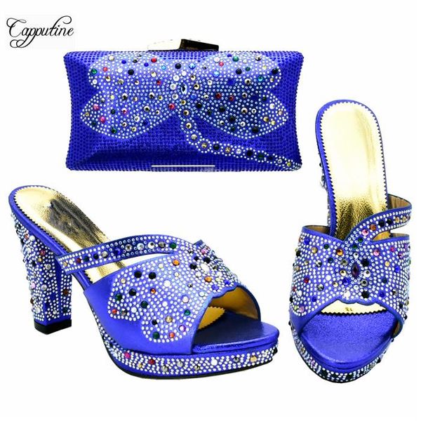 

dress shoes excellent party royal blue african sandal matching with purse handbag sets for lady 333-4, heel height 11cm, Black