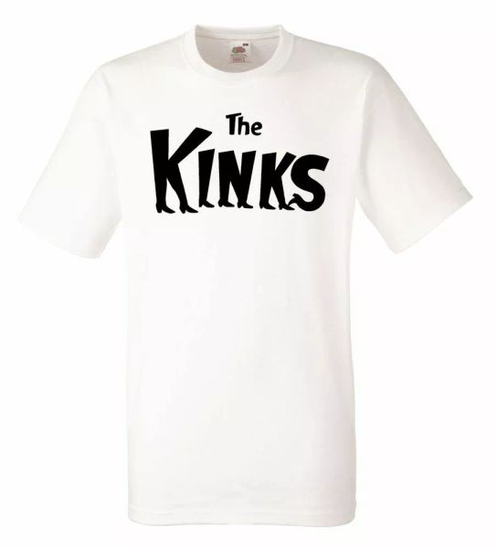 

the kinks logo white mens t-shirt men rock band tee shirt, White;black