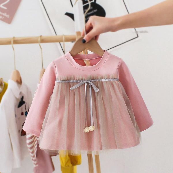 

girl's dresses 2021 baby girls clothes long sleeve born dress fashion plaid kids princess pink green, Red;yellow