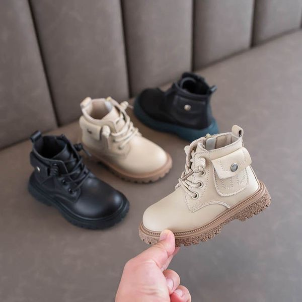 

baby boots kids shoes girls boys footwear autumn winter cowhide short boot leather 1-3 year old b8183, Black;grey