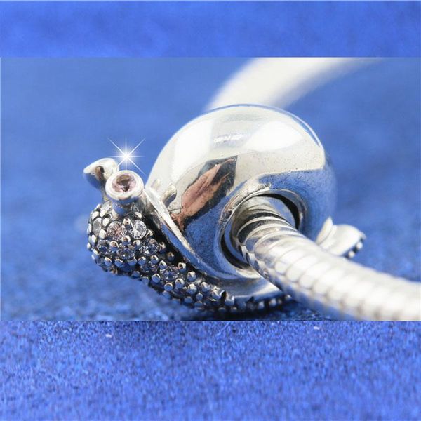 

925 sterling silver sparking snail charm bead with pave cubic zirconia fits european jewelry charm bracelets and necklaces, Black