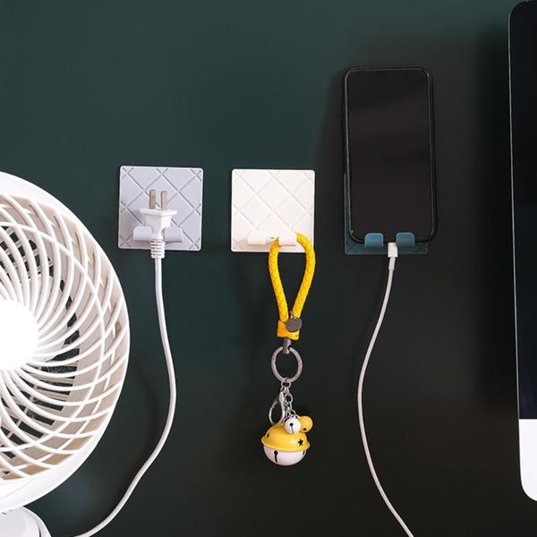 

hooks & rails 2pcs wall storage hook power plug socket holder home wire plugs adhesive hanger office racks organizer