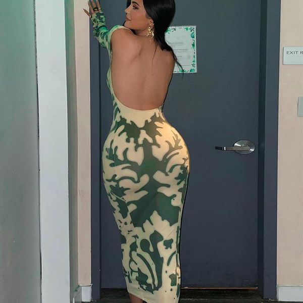 

casual dresses 2021 long sleeve backless camouflage dress summer autumn women fashion streetwear outfits solid beach party club clothin, Black;gray