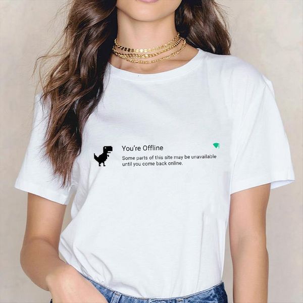 

short sleeve summer you womens are offline funny tee creative jurassic park, White
