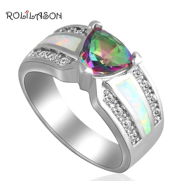 

wedding rings rolilason fantastic multicolor and white zircon design fire opal silver ring usa sz #6#7#7.5#9 fashion jewelry or625, Slivery;golden