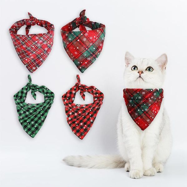 

christmas dog bandana plaid dogs bibs large pet scarf adjustable cat bandanas cats costume accessories apparel