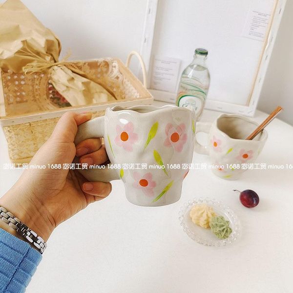 

mugs cutelife nordic white flower ceramic coffee cup kitchen milk tea drinkware breakfast porcelain vintage couple gifts cute mug