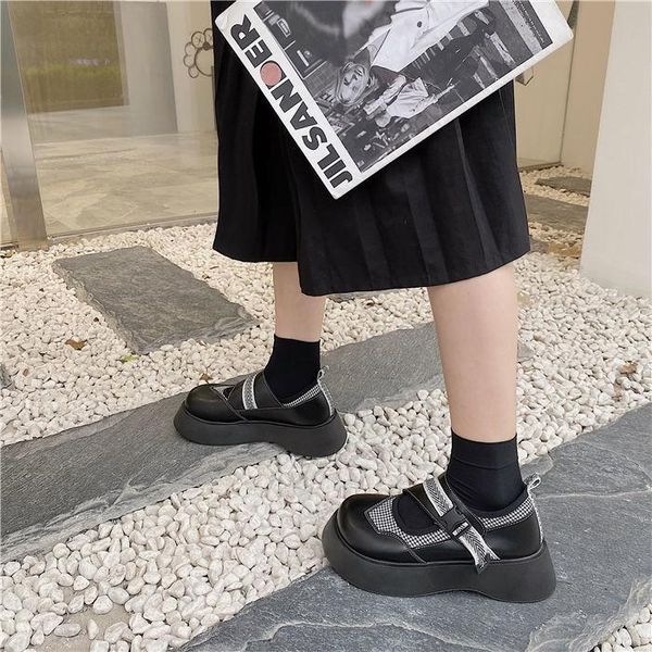 

dress shoes 2021 women spring autumn black white platform lolita buckle mary janes casual