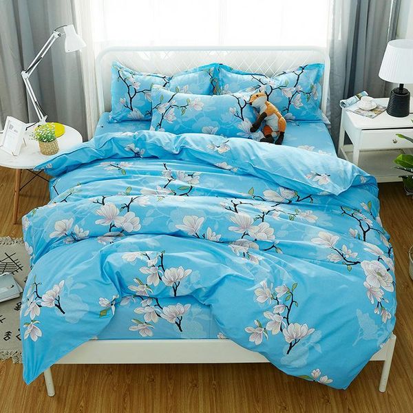 

bedding sets flower printed blue bed cover set kids girl duvet child sheets and pillowcases comforter 61037