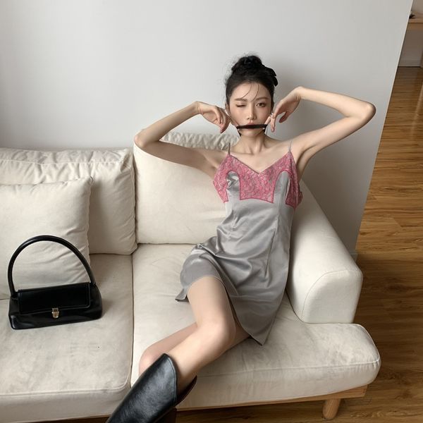 

casual dresses y2k backless summer outfits patchwork lace slip women tunic a line mini ladies party night club 2021 puq6, Black;gray