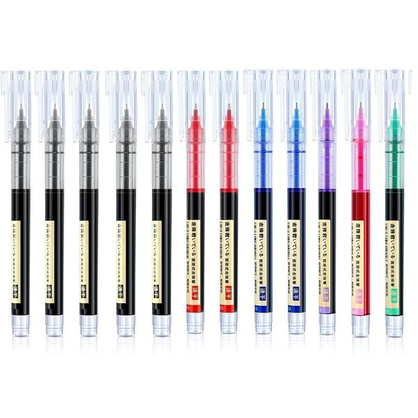 

rolling ball pens, quick-drying ink 0.5 mm liquid stick extra fine point pens (black red blue pink purple ballpoint, Blue;orange