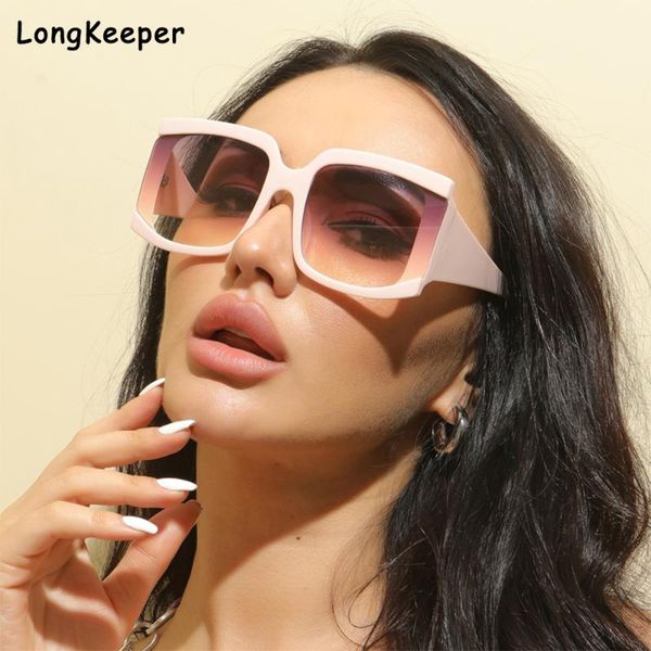 

sunglasses 2021 fashion oversized square men women vintage big frame semi-rimless one lens pink sun glasses uv400, White;black