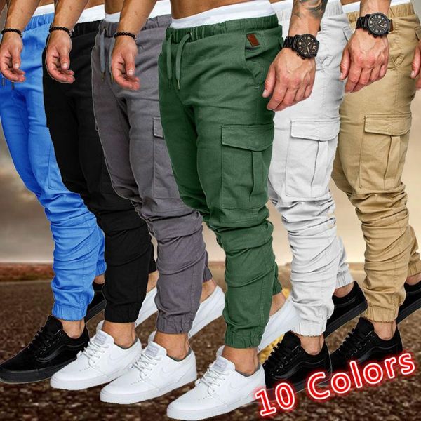 

men's pants overalls track work fitness casual trousers jogging, Black