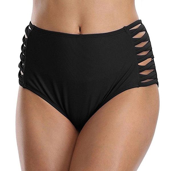 Costumi da bagno da donna Estate Donna Lady Solid Bikini Bottom Perizoma Sportwear A vita alta Lace Up Hollow Bathing 2021 Est Beach Wear 2XL