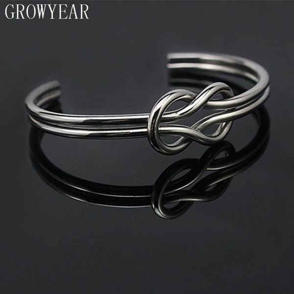 

bangle 2021 trendy stainless steel geometric knot bracelets women's gift silver color fashion jewelry wholesale retail, Black
