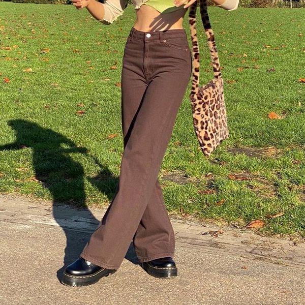 

vintage brown y2k jeans for girls female fashion womens classic wide denim pants 2021new high waisted trouser harajuku capris, Blue