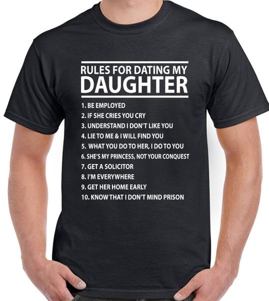 

men's t-shirts step daughter mens funny t-shirt rules for dating my fathers day dad present casual male tee street wear camiseta hombr, White;black