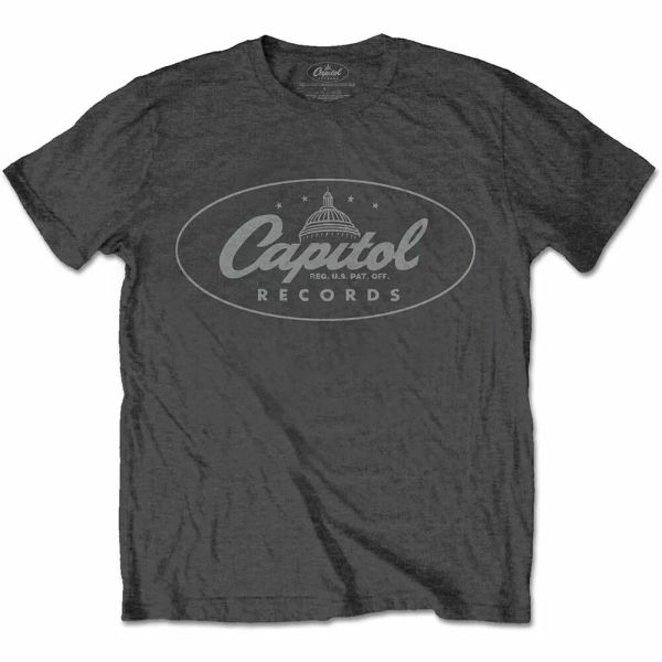 

grey capitol records licensed logo men t-shirt, White;black