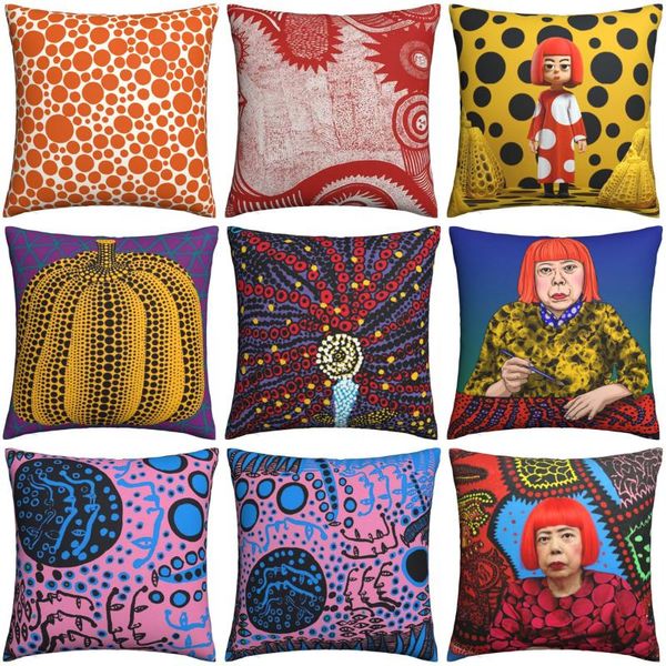 

cushion/decorative pillow yayoi kusama art throw square covers sofa abstract dots pumpkin polka aesthetic cushion case cool pillowcase