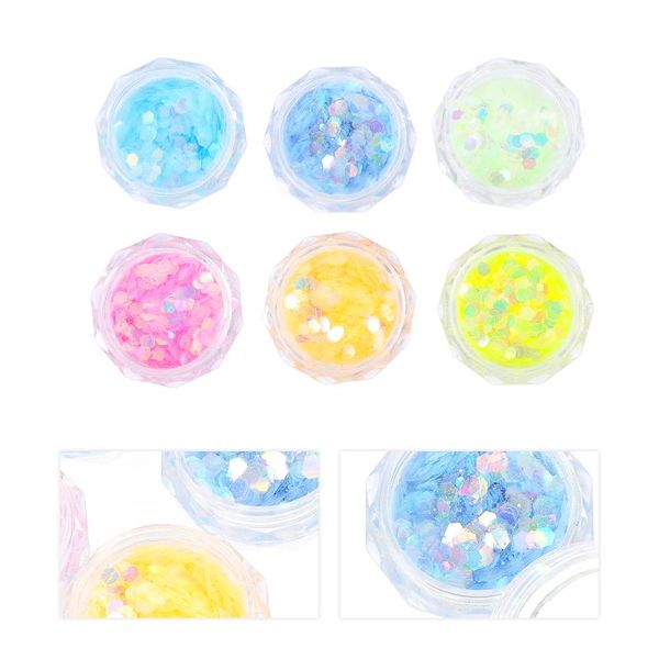 

nail glitter 6 boxes of art shimmering powder fashionable manicure ornament, Silver;gold