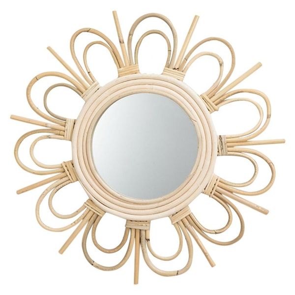 

nordic home furnishing rattan decorative mirror wall round art decoration wall-mounted makeup mirrors