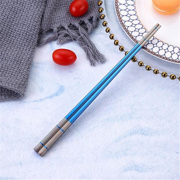 

pair stainless steel chopsticks metal chop sticks tableware silver gold multicolor wedding party festival supplies