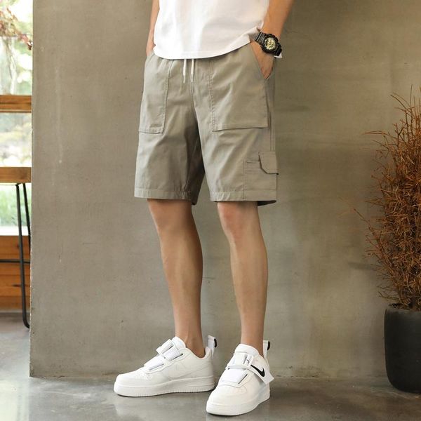 

men's shorts cargo casual trend loose summer wear all-match youth five-point pants, White;black