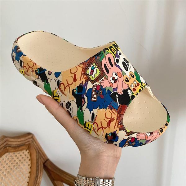 

slippers bailamos couple fashion sandals non-slip thick-soled indoor and outdoor home sleeping shoes flat, Black