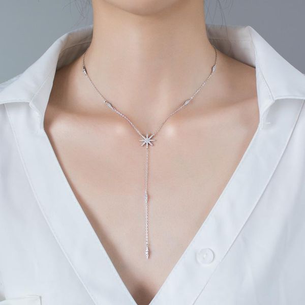 

chains 2021 trendy pendant chain necklace shape zircon shiny jewelry for women holiday gift mother, Silver