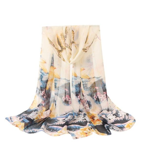 

cycling caps & masks 2021 brand fashion women flowers printing long soft wrap scarf shawl spring summer scarves thin flower shawls a50, Black