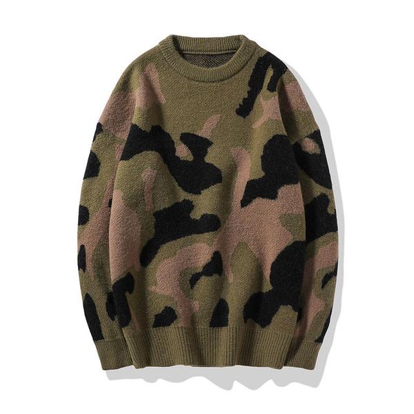 

men's sweaters 2021 fall winter cotton sweater men jumper casual pullovers knitwear thick warm camouflage style mens pull, White;black