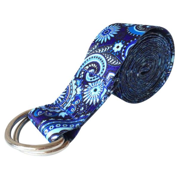 

sports yoga resistance bandprinted cotton exercise strap adjustable fitness physical therapy flexibility with metal ring bands