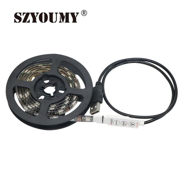 

strips szyoumy 20pcs usb led strip black pcb rgb tv background lighting kit with mini 3key controller ,1meter/set