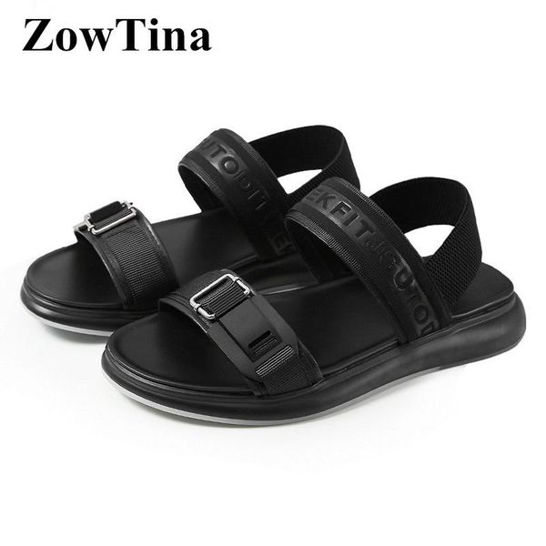 

sandals fashion 2021 men black design flats espadrilles double buckle male sandalias homme size 44 beach slippers chaussure