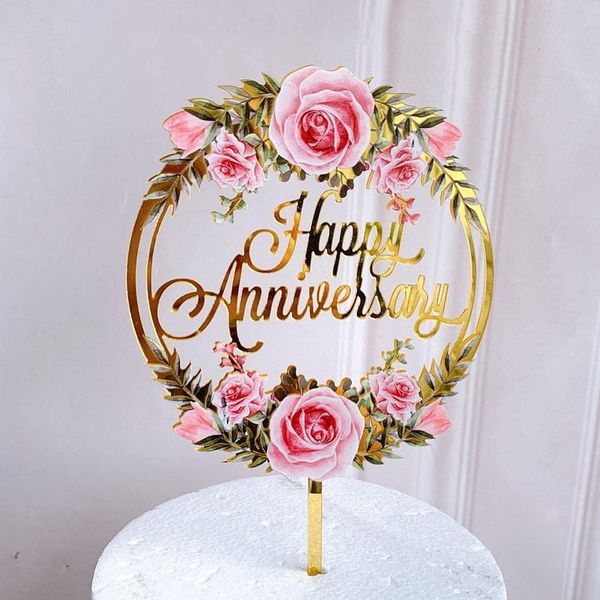 

other festive & party supplies colored flowers happy birthday cake er golden acrylic dessert decoration for baby shower baking