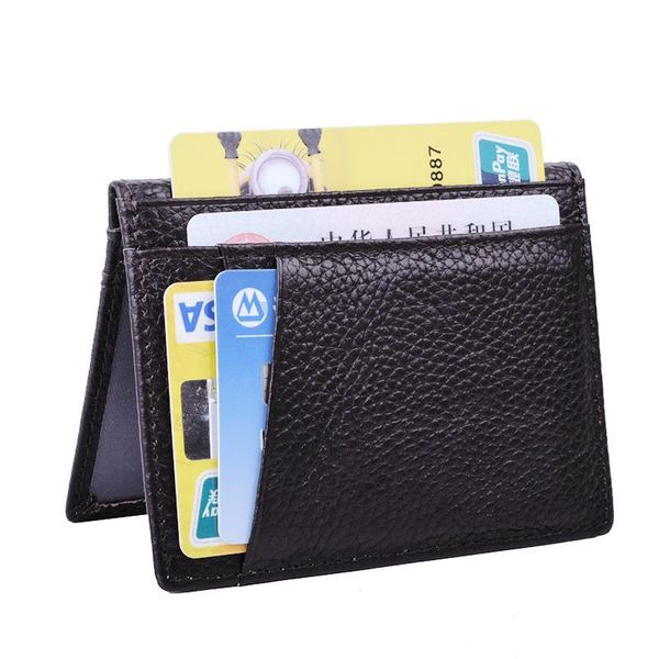 

card holders women & man genuine leather business holder cowhide slim id bank wallet thin auto document driver's license, Brown;gray